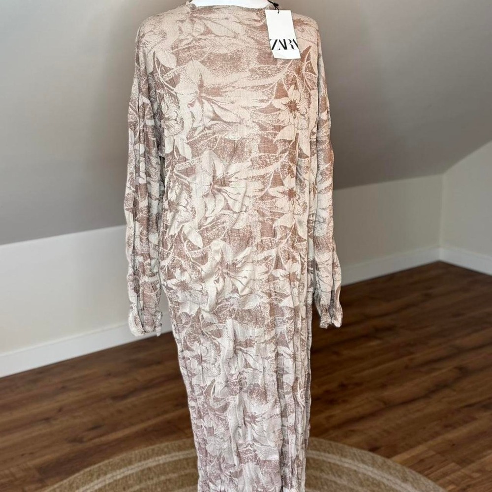 ZARA Practical Magic Floral Maxi Dress Brown Boho Witchy Cottagecore - Picture 8 of 8